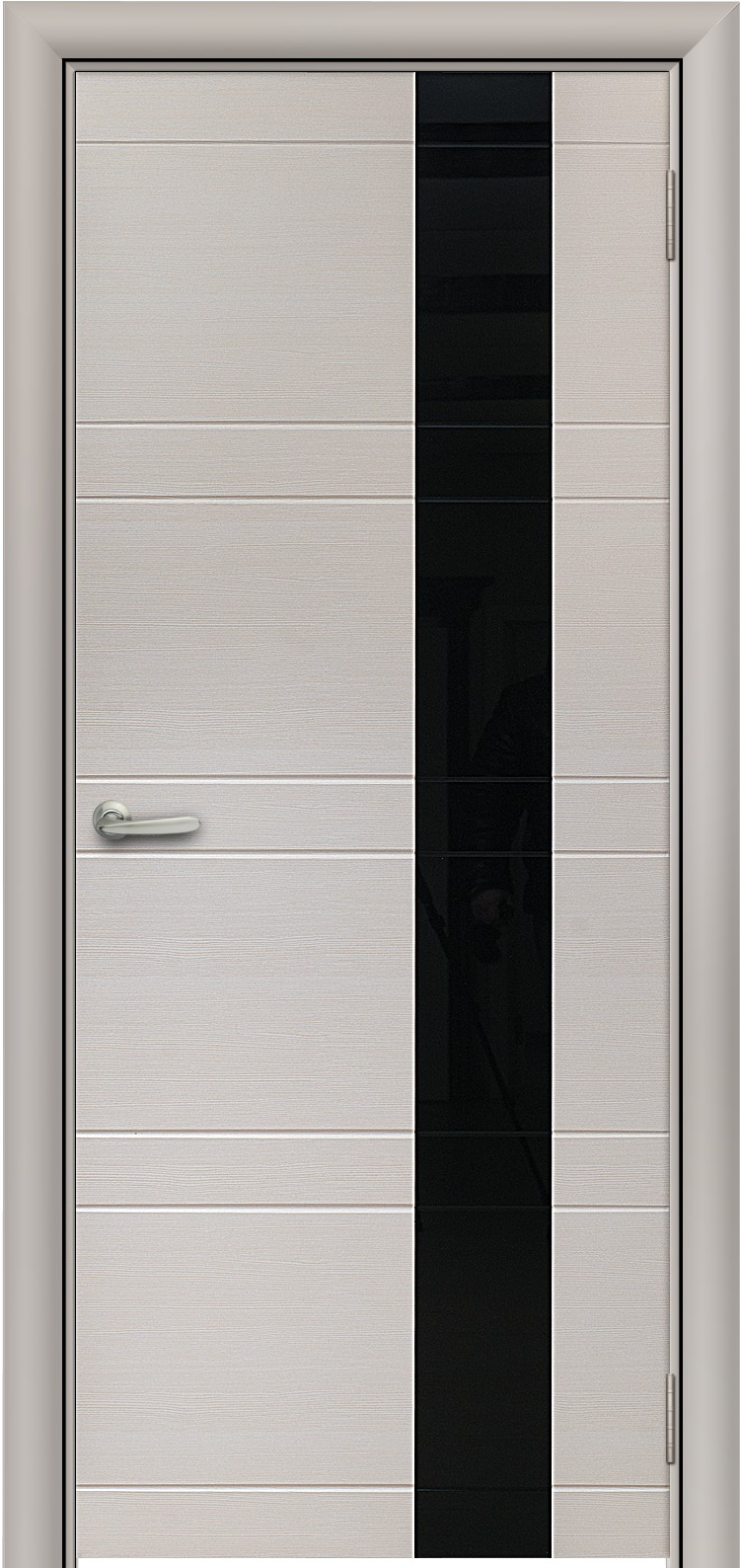 Белые двери с черным стеклом