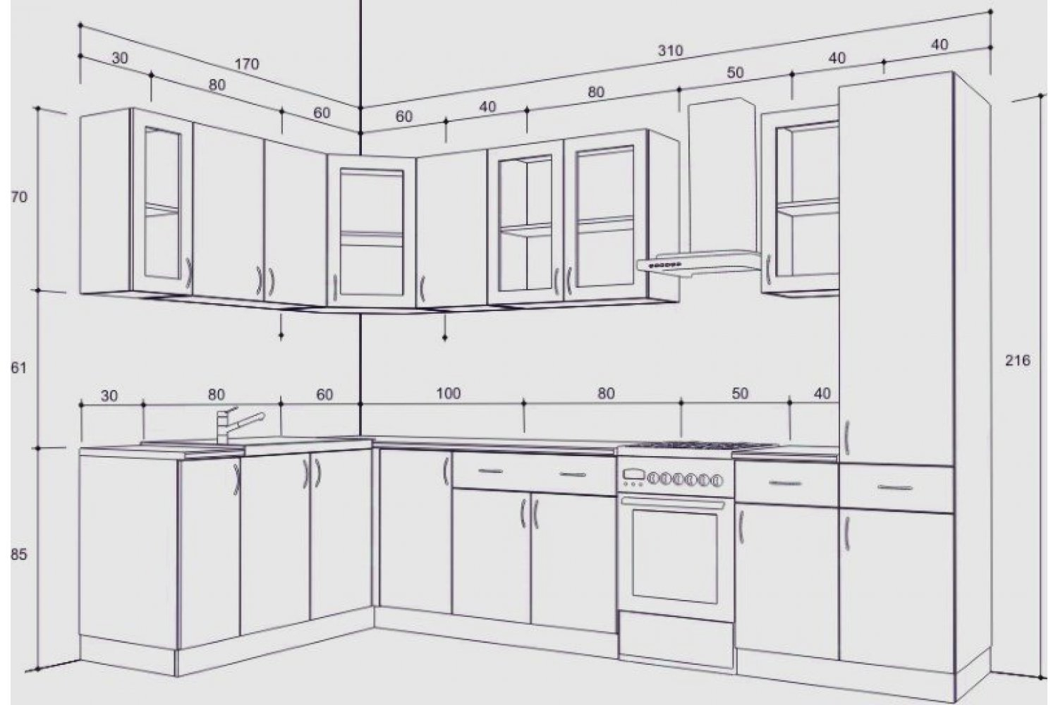 правильный замер кухни для мебели