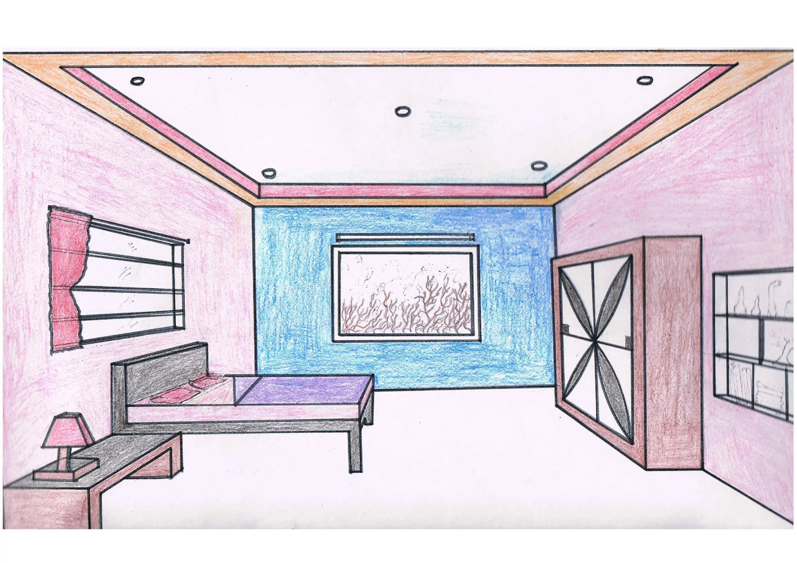 Как нарисовать комнату с мебелью карандашом поэтапно: мастер-классы для начинающих