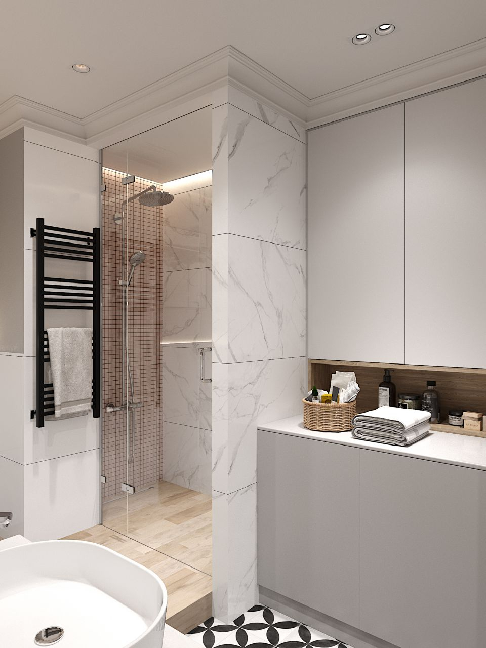 Ванная в светлых тонах