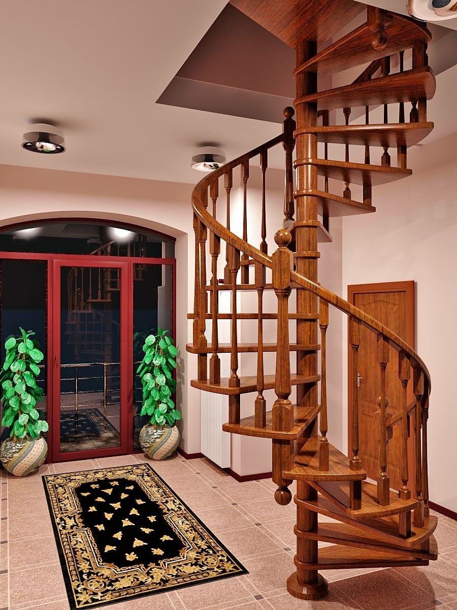 Лестница винтовая деревянная