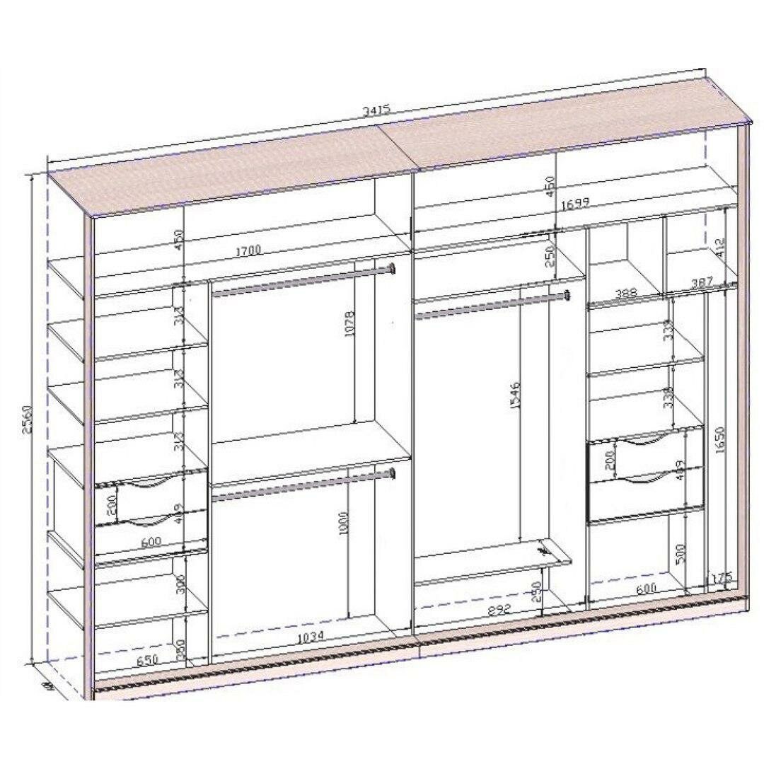 Шкаф купе 1800х2400х600 чертеж