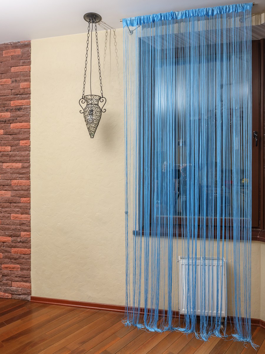 Шторы для кухни / нитяные шторы - лапша " кисея Радуга Люрекс" 3м