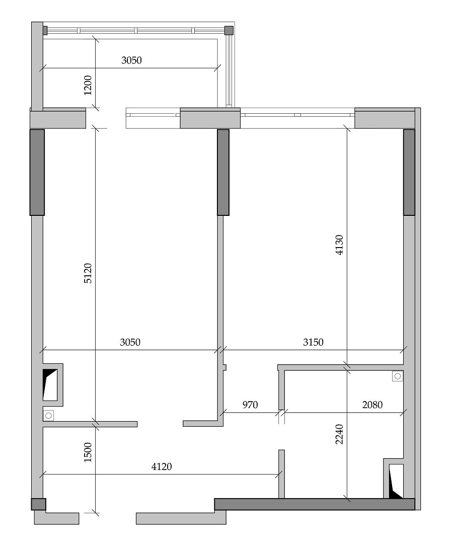 Чертеж однокомнатной квартиры