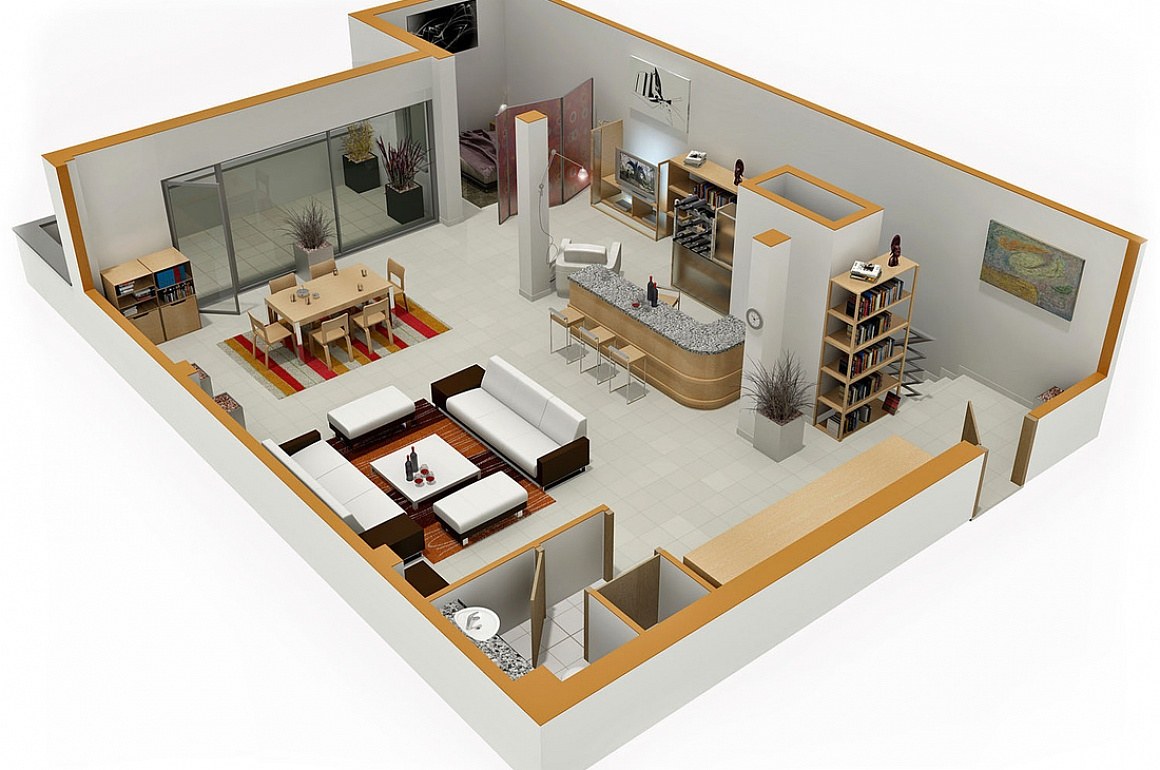 Floorplan 3d квартира студия