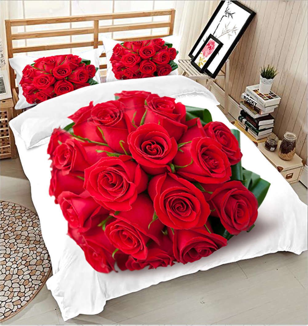 букет роз на кровати фото
