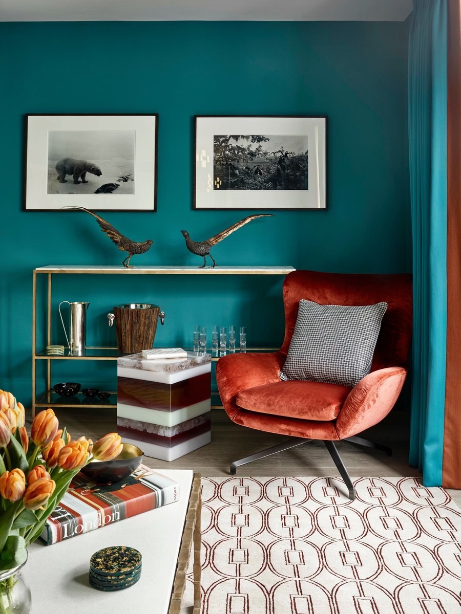 Сочетание серого и бирюзового