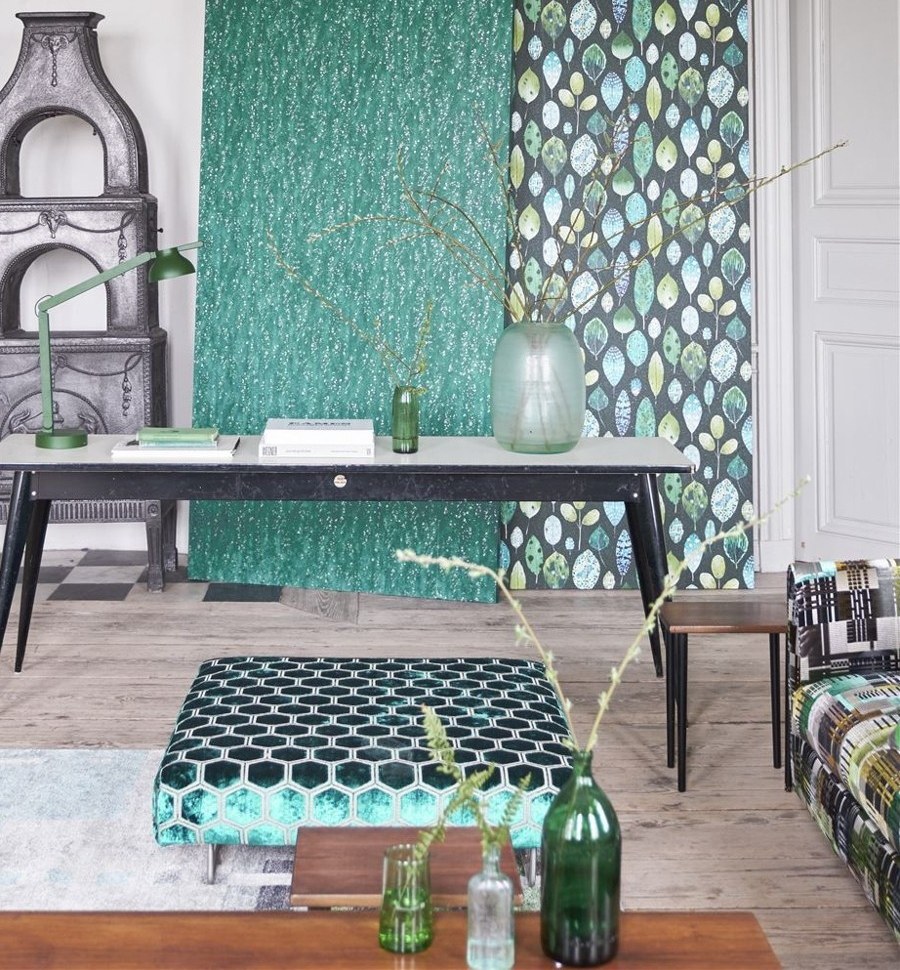 Интерьер гостиной икеа зелёный