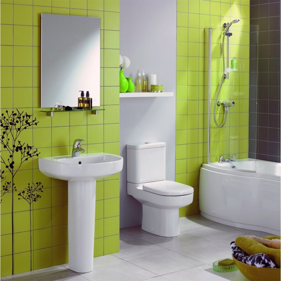 Ванная в салатовом цвете