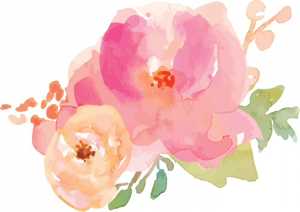 Акварельные цветы розовые