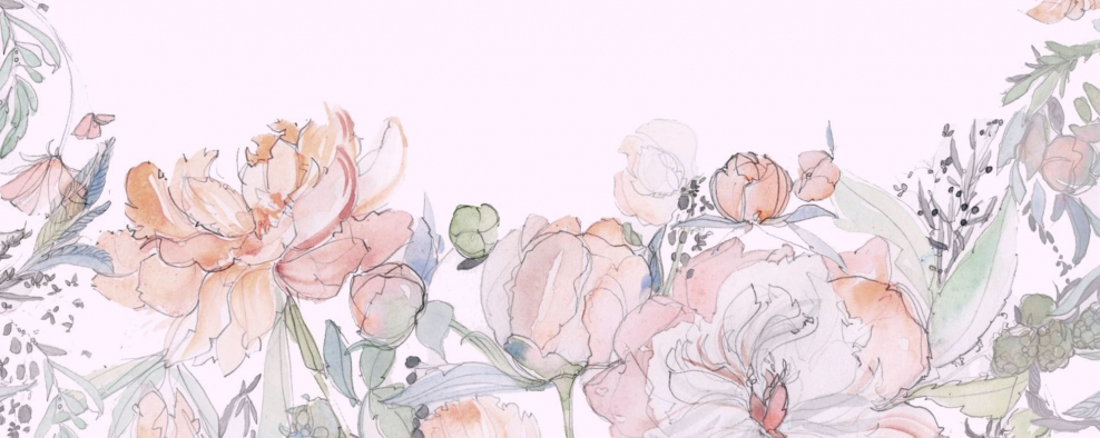 Пудровые цветы акварель