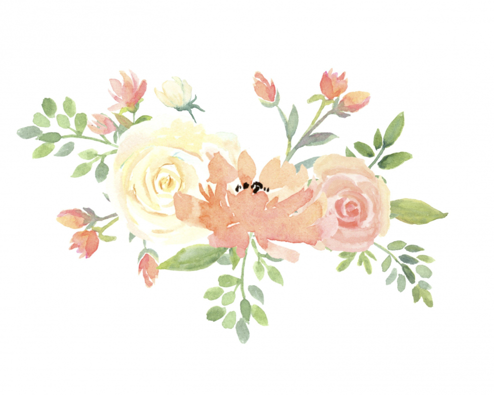 Персиковые Акварельные цветы
