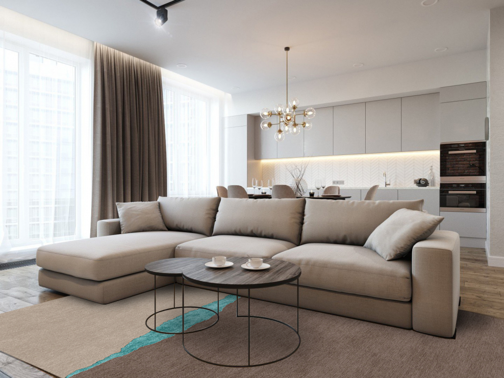 Бежевый диван в гостиной