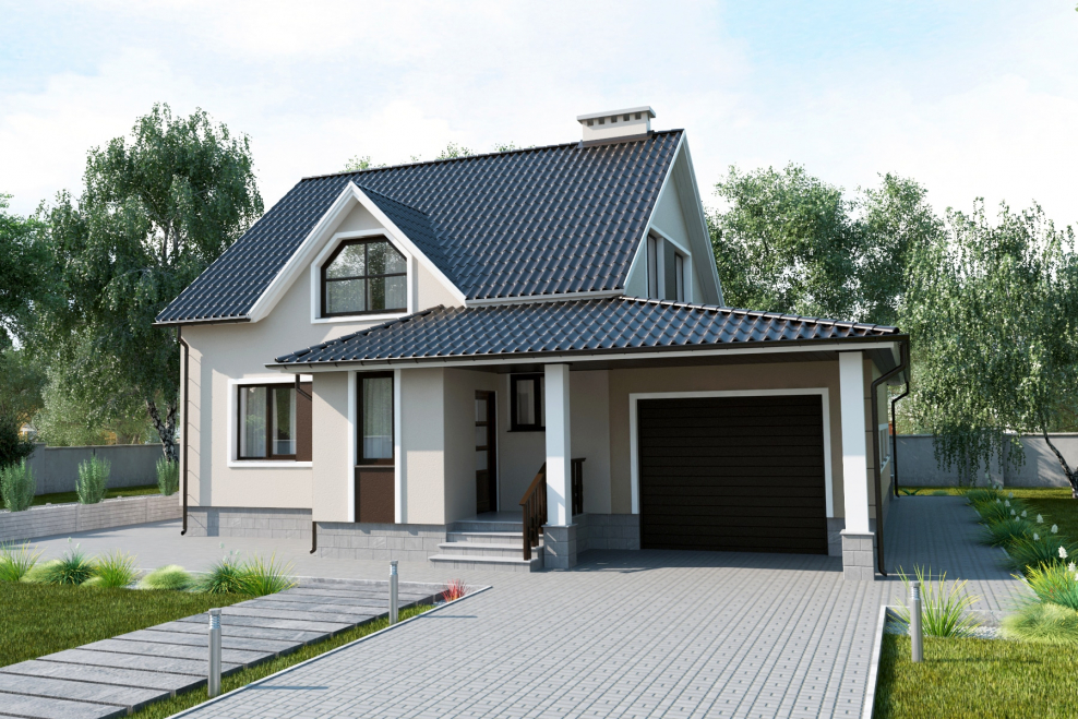 Одноэтажные дома с гаражом и террасой на 120-130 кв.м