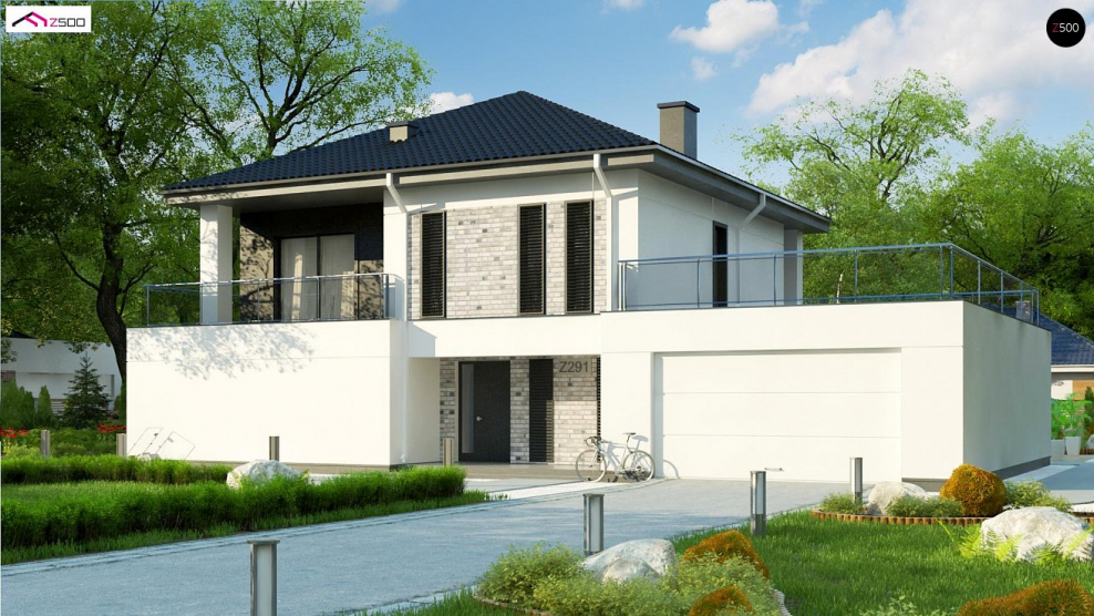 Двухэтажный дом с гаражом и террасой z500