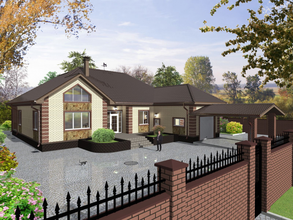 Одно этажный дом с гаражем