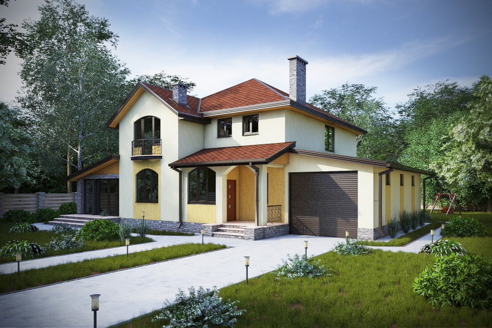 Двухэтажный дом с гаражом