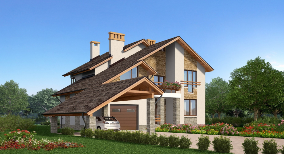 Дом с гаражом и террасой