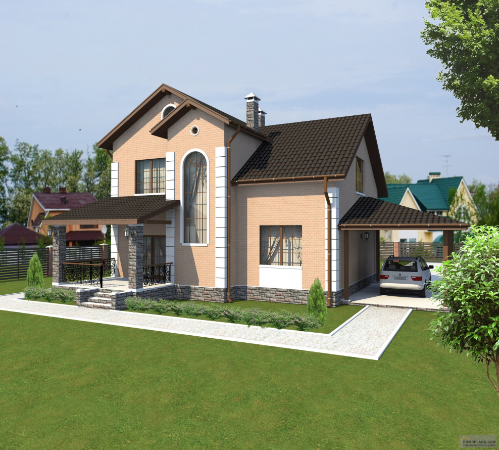 Дом с гаражом и верандой