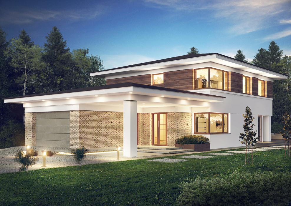 Двухэтажный дом с террасой