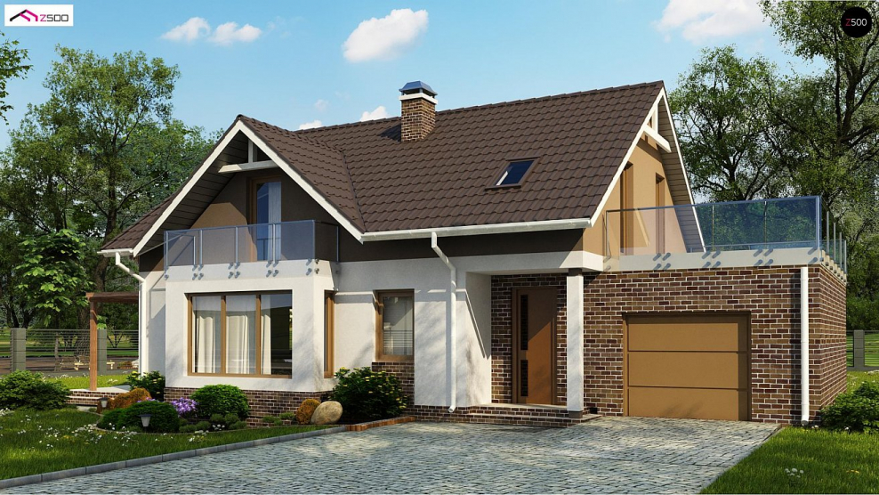 Z500 дом с мансардой с гаражом