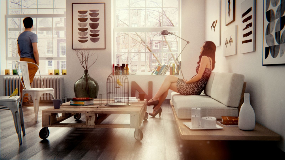 Визуализация интерьера с людьми