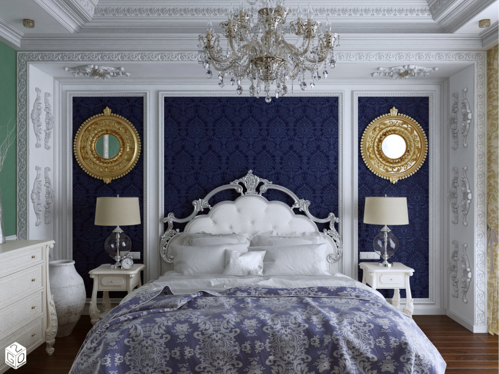 Лепнина в интерьере спальни