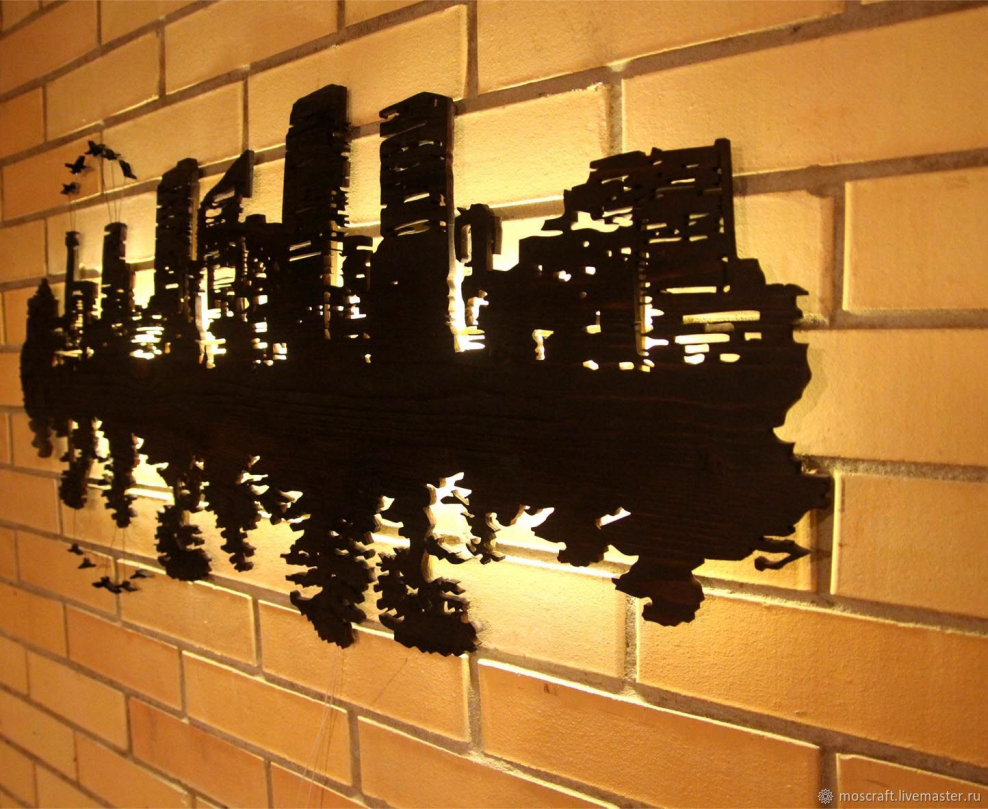 Панно из дерева на стену с подсветкой