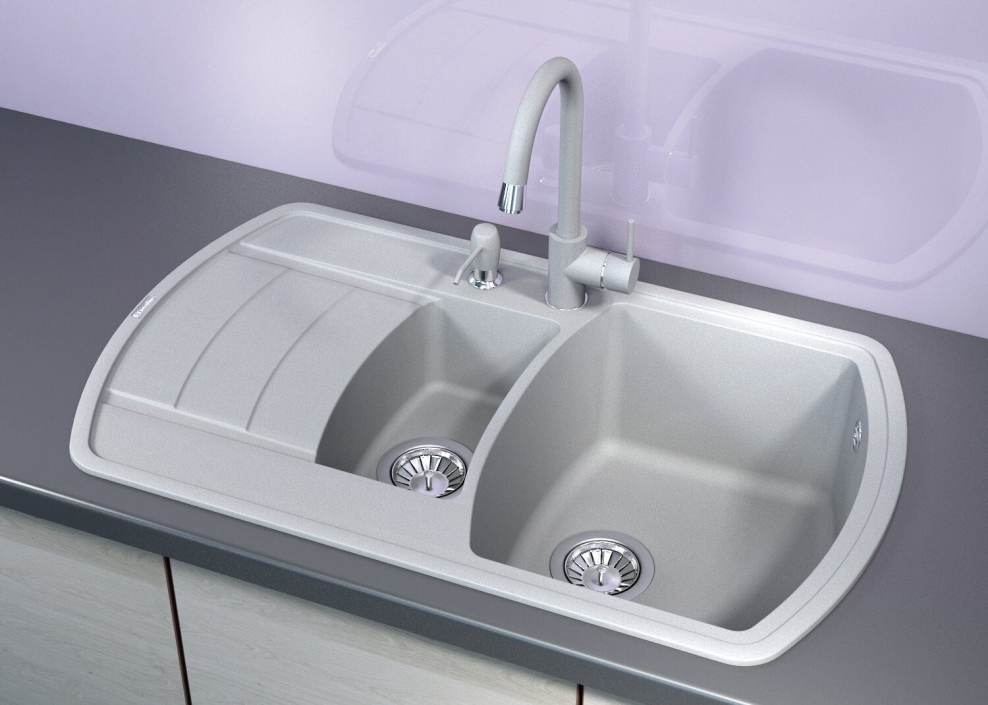 Мойка Florentina Нире-860 k 860х510 , (1,5 чаши с крылом) , Жасмин