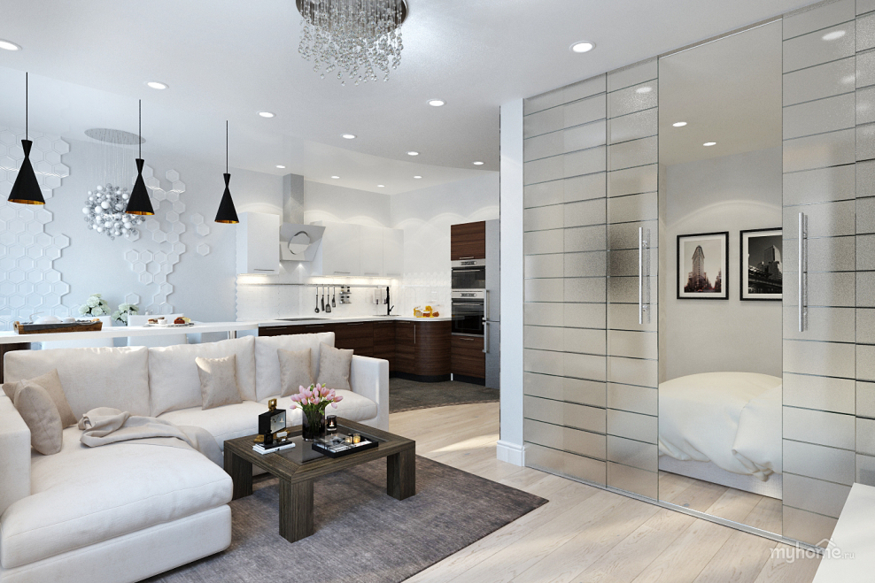 Интерьер однокомнатной квартиры 52 кв. м