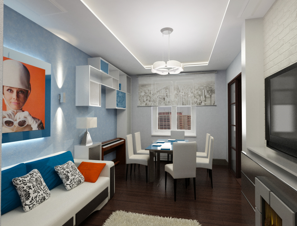 Интерьер однокомнатной квартиры 60 кв м