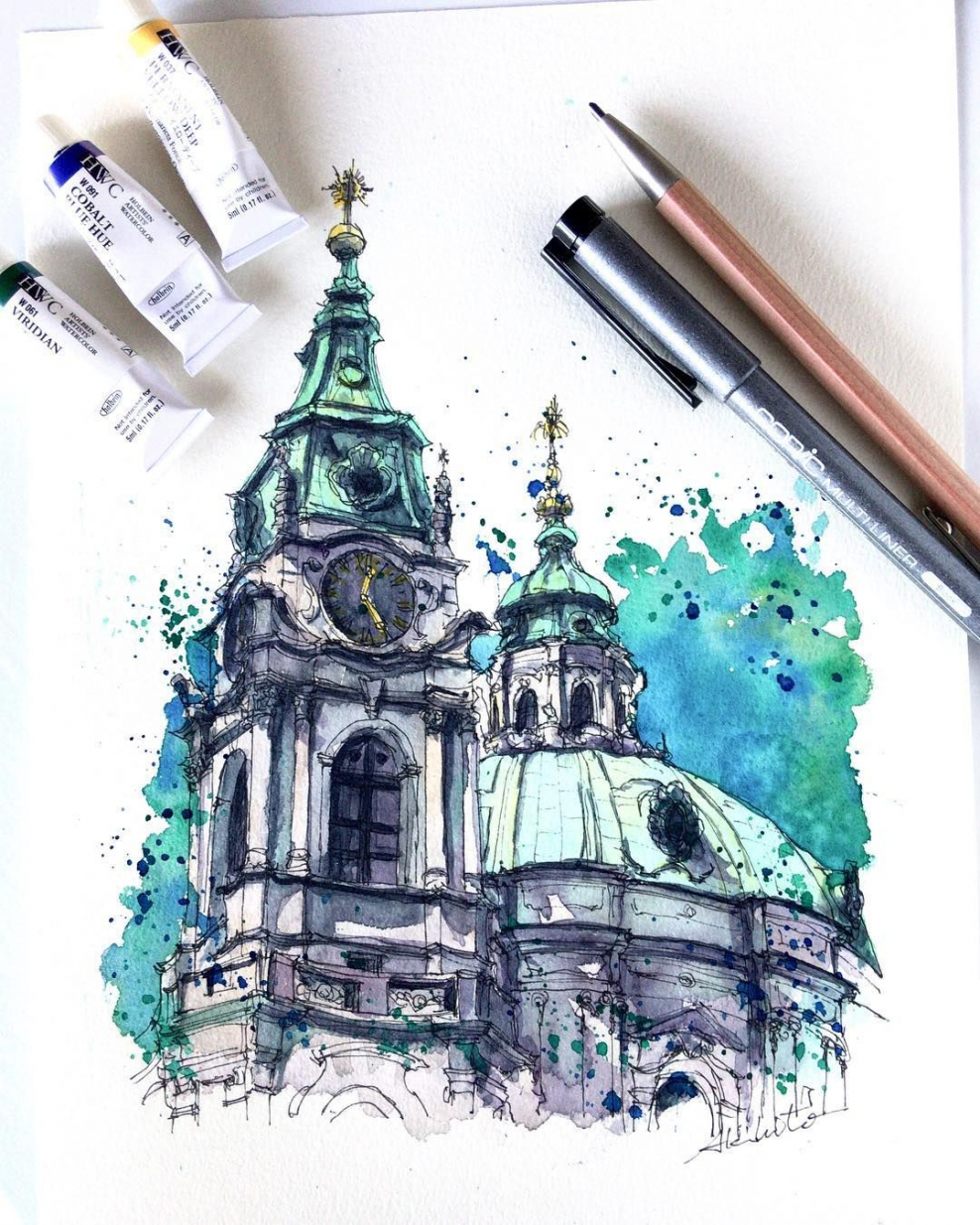 Архитектурные зарисовки акварелью