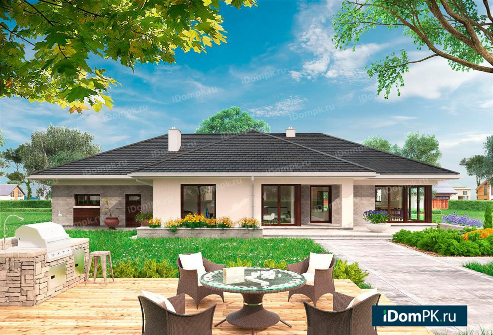 Одноэтажный дом 200кв с террасой