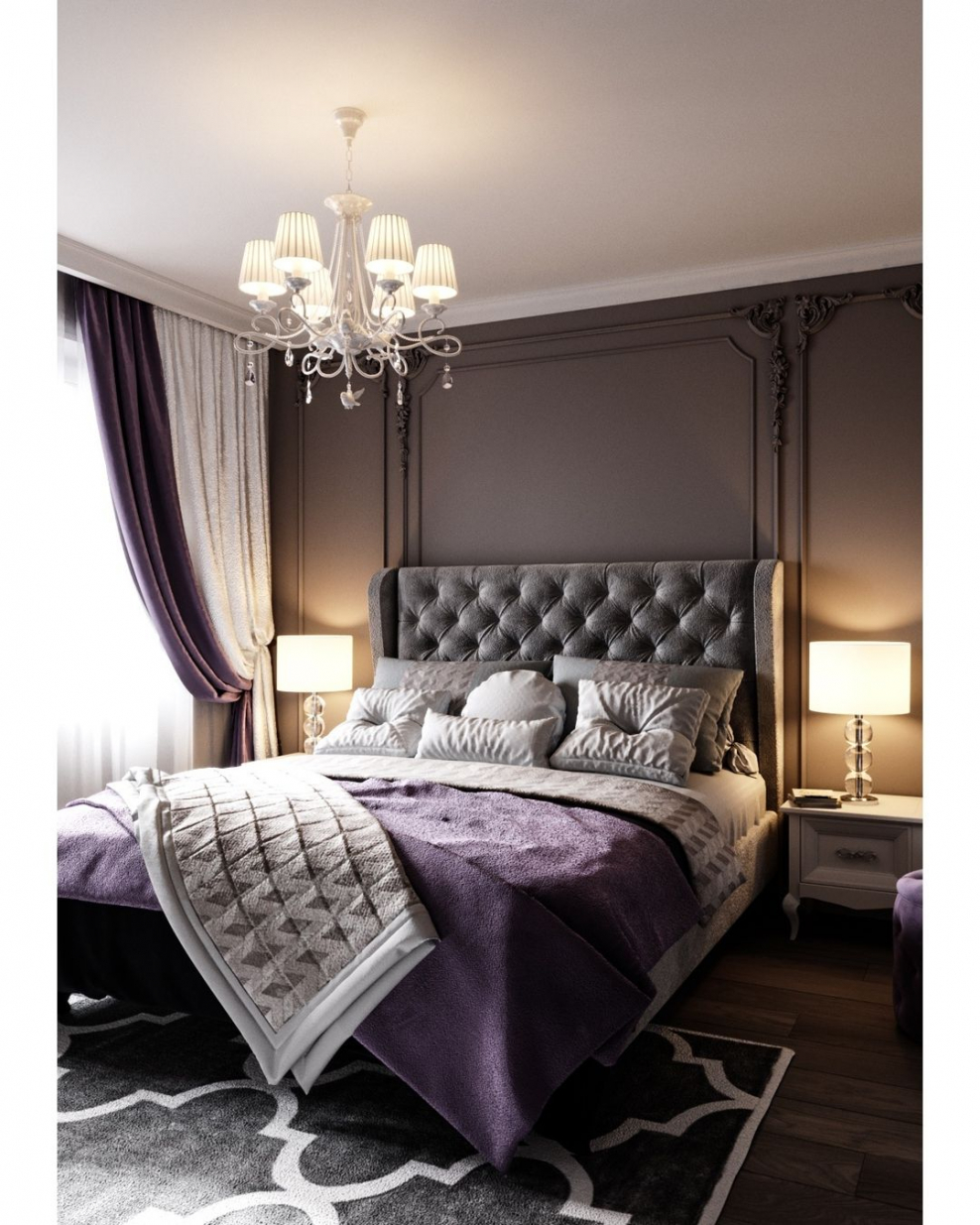 Спальня в викторианском стиле бордо
