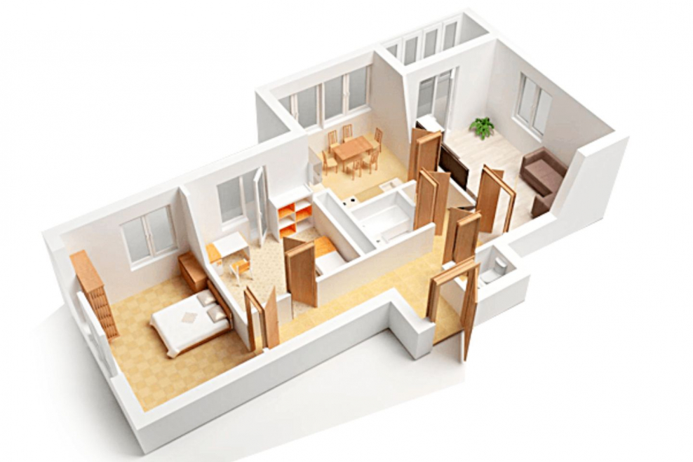 Двухкомнатная квартира в кирпичном доме