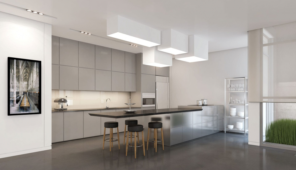 Современная кухня до потолка