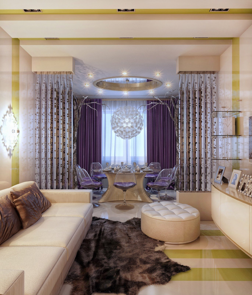 Интересный интерьер гостиной