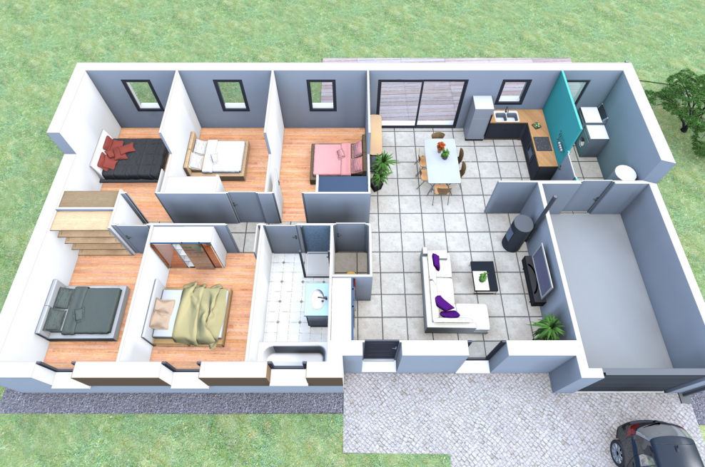 3d план одноэтажного дома