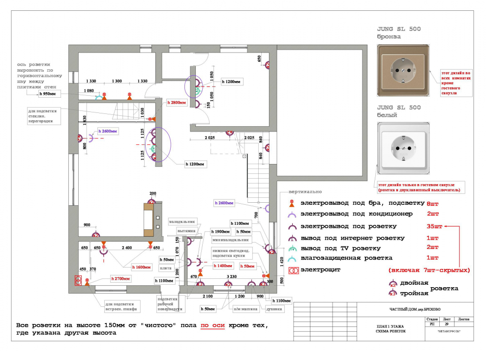 Схема расположения выключателей в доме