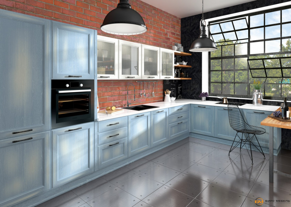 Стильная серая кухня большая