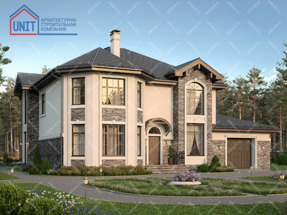 Коттедж из темного кирпича