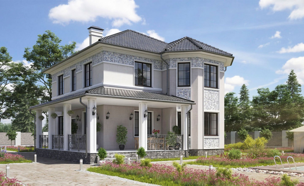 Фасады двухэтажных домов