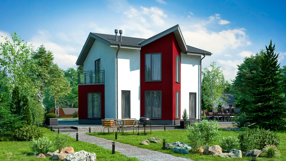 Дом с эркером и террасой