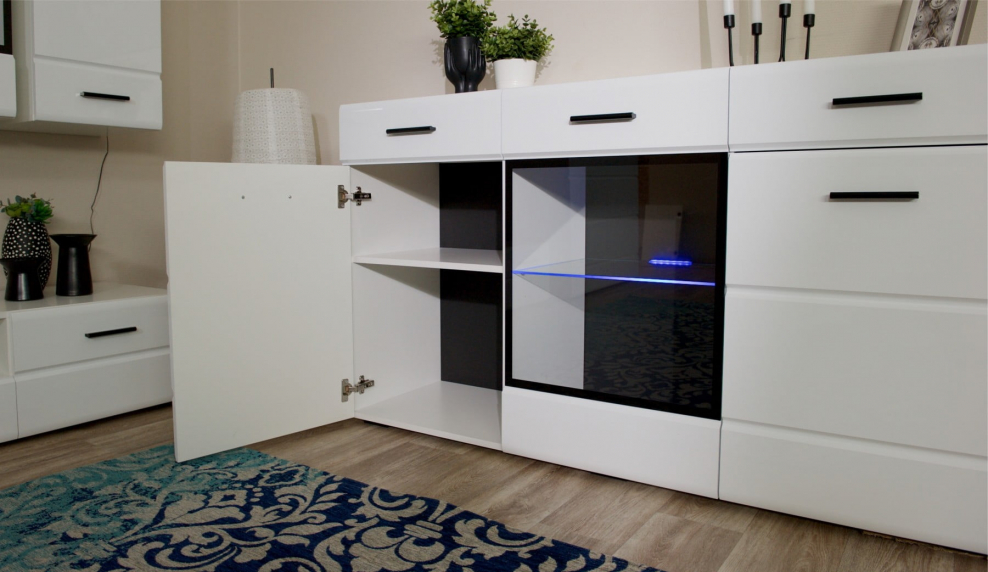 Комод Йорк 2д1в2ящ белый/белый глянец