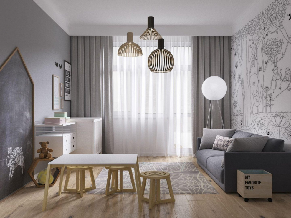 Серая детская комната