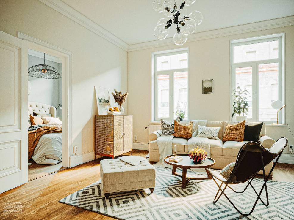 Планировка однокомнатной студии 26 кв.м