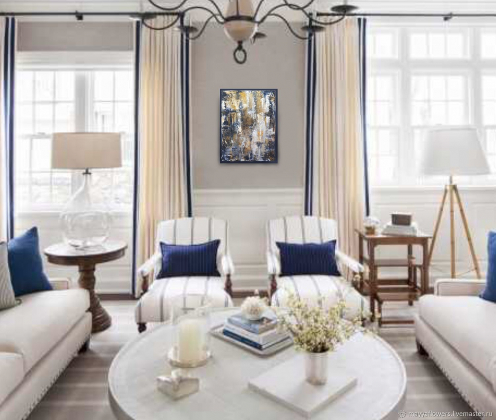 Синий и бежевый в интерьере