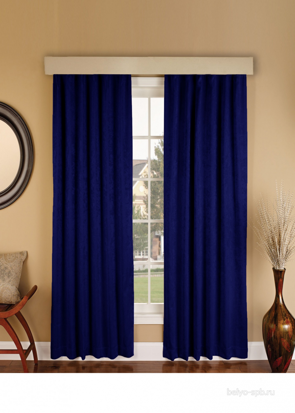 Темно синие шторы