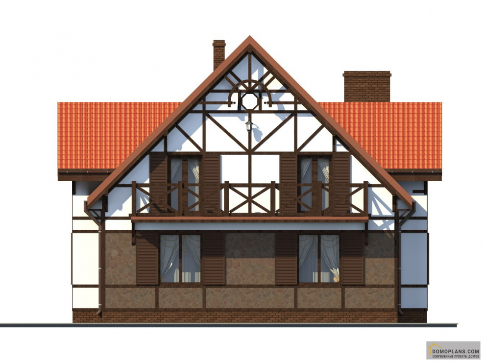 Дом с мансардой в стиле фахверк