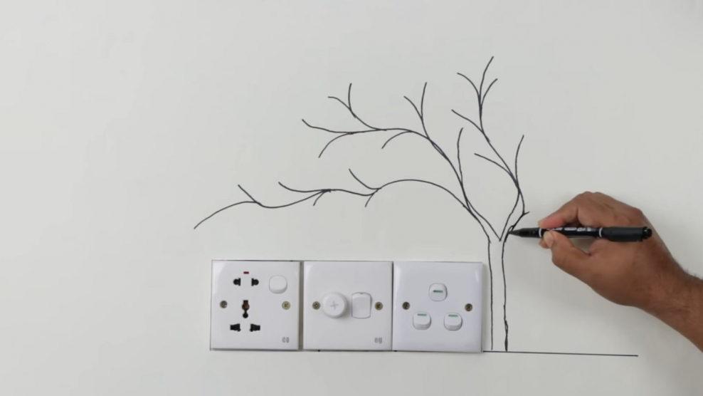 Как разрисовать стену у разеьки